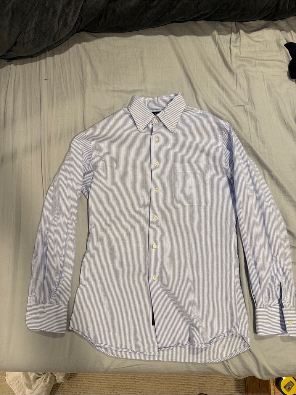Men's Blue Pinstripe Button-Down Dress Shirt